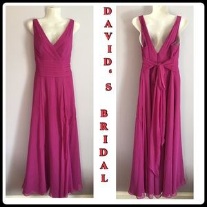 David’s Bridal long raspberry Chiffon Dress Sz 6
